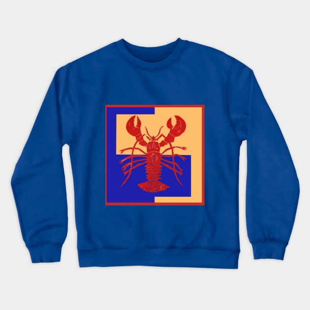 Lobster Square Designer Background Crewneck Sweatshirt by RocklandMaineSeafood